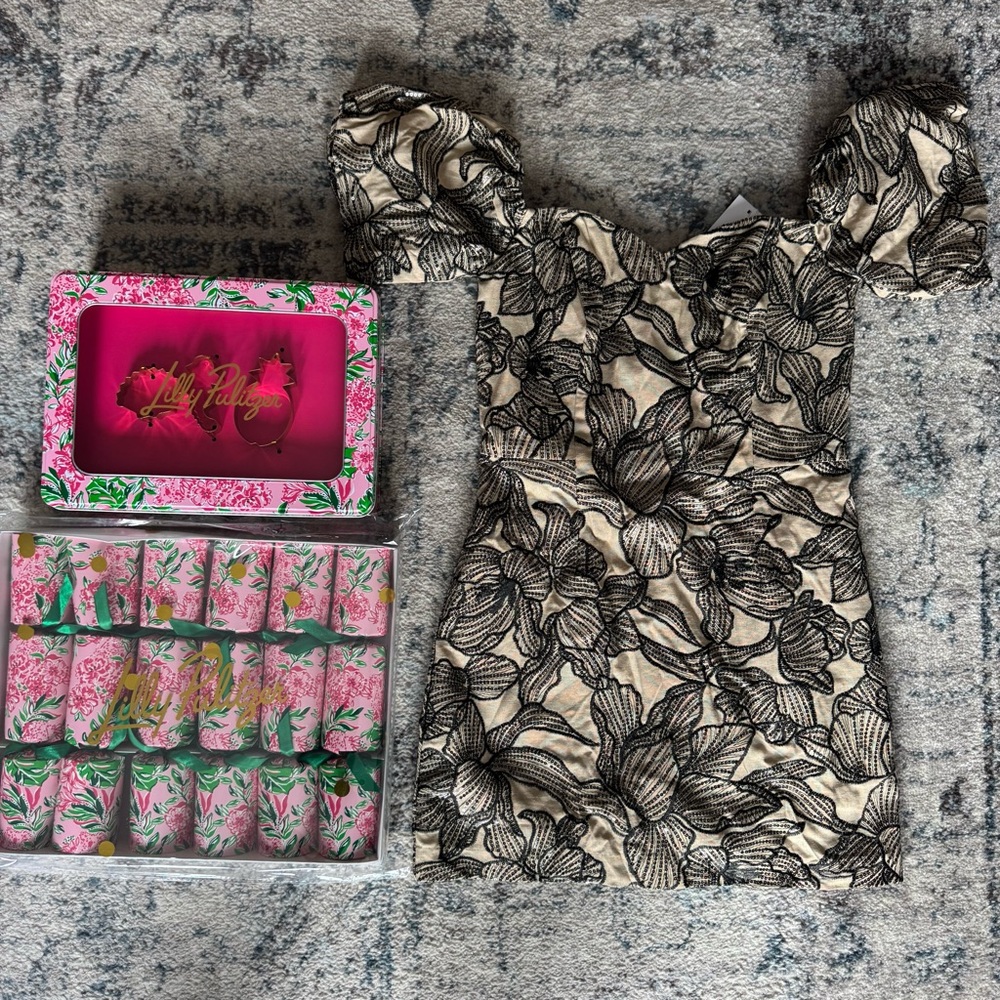 Lilly Pulitzer Nanci Skirted Romper + Cookie Exchange Kit & Party Poppers